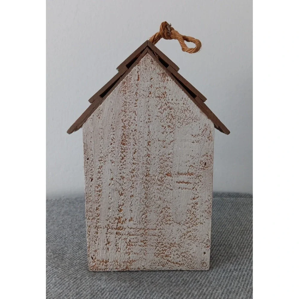 Handmade Hand-Painted Wooden Bird House Floral‎ Hanging Indoor Outdoor 7.5x4.3x2